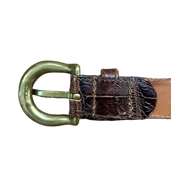 VINTAGE Guess Collection Brown Leather Belt Brass Tone Hardware Women’s Large - Picture 6 of 8